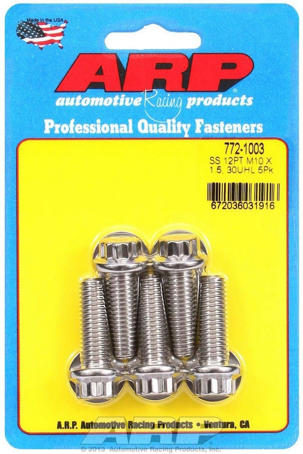 Arp Bolt Kit - SS 12pt 5pk 10mm x 1.50 x 30mm MPN ARP772-1003 For Universal use