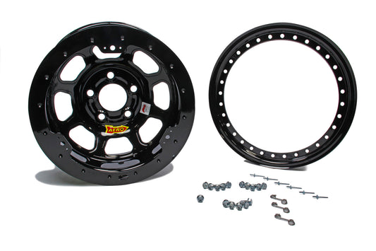 Aero Race Wheels   15x10 2in 4.75 Black Beadlock  ARW53-104720B