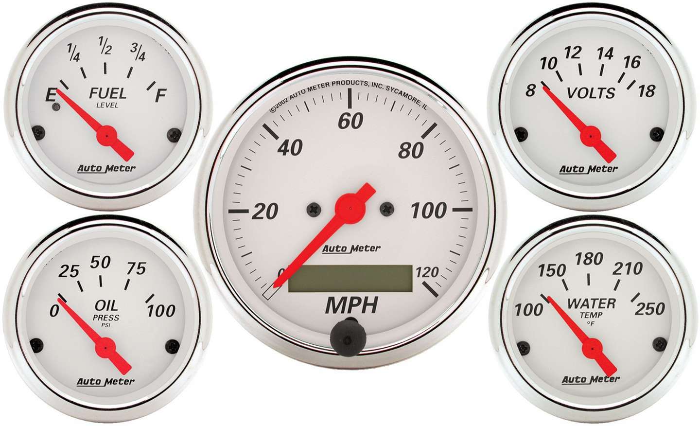 Autometer Arctic White Gauge Kit W/Red Pointer MPN ATM1302