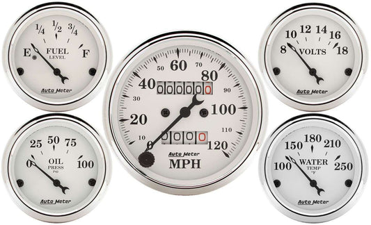 Autometer Old Tyme White Gauge Kit Mech Speedo MPN ATM1601