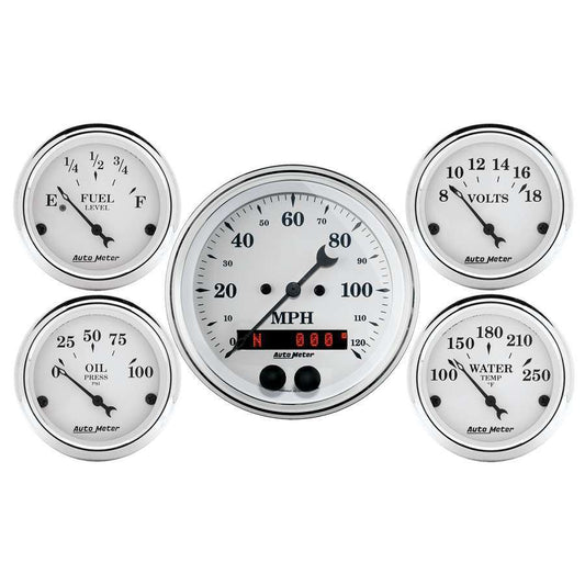 Autometer Old Tyme White Gauge Kit w/GPS Speedo MPN ATM1650