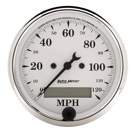 Autometer Old Tyme White 3 1/8in 120MPH Elec. Speedo MPN ATM1688 Ram