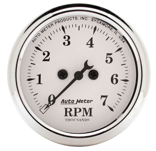 Autometer Old Tyme White 2 1/16in Tach 7000 RPM Elec. MPN ATM1694