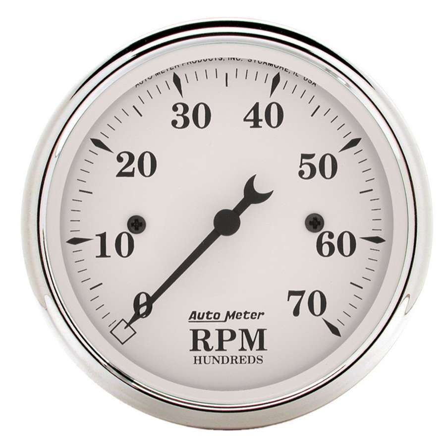 Autometer Old Tyme White 3 1/8in Tach 7000 RPM Elec. MPN ATM1695