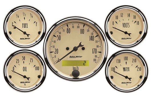 Autometer A/B 5pc. Gauge Kit w/ Elec. Speedo - Metric MPN ATM1809-M