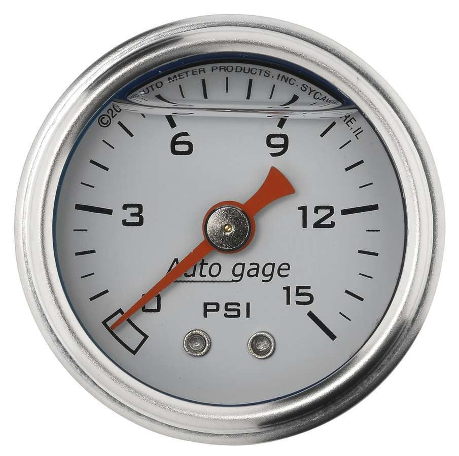 Autometer 1-1/2in Pressure Gauge 0-15psi- White MPN ATM2175