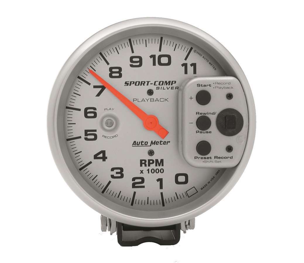Autometer 5in S/C Silver 11000 RPM Playback Tach MPN ATM3965