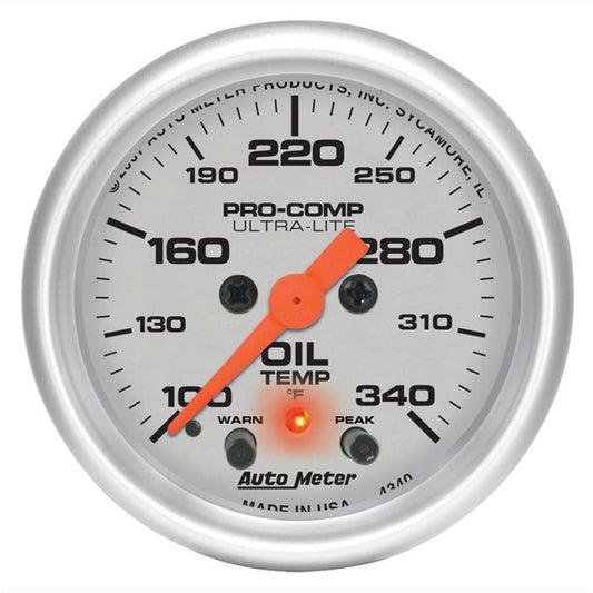 Autometer 2-1/16in U/L Oil Temp Gauge w/Peak & Warning MPN ATM4340