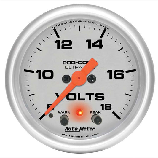 Autometer 2-1/16in U/L Volt Gauge w/Peak & Warning MPN ATM4383