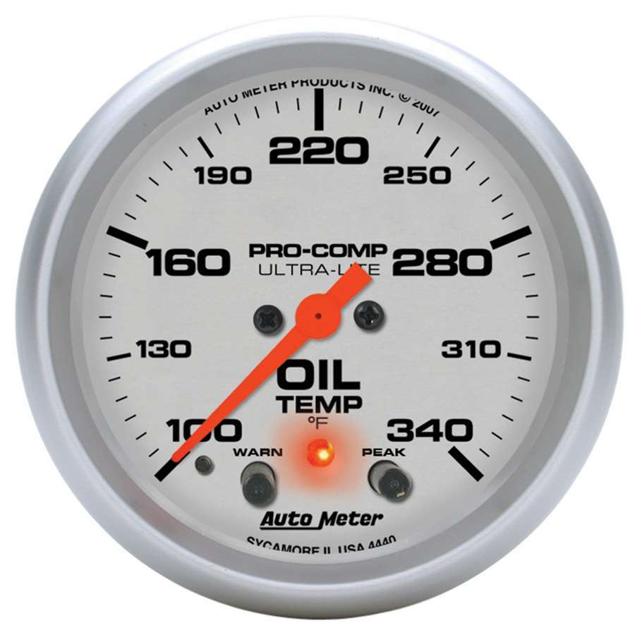 Autometer 2-5/8in U/L Oil Temp Gauge w/Peak & Warning MPN ATM4440