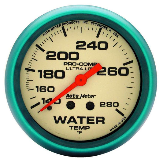 Autometer 2-5/8 Ultra-Nite Water Temp Gauge 140-280 MPN ATM4535