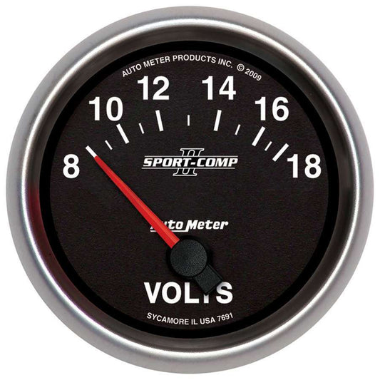 Autometer 2-5/8 Gauge Voltmeter 18V Electric Sport-Comp MPN ATM7691