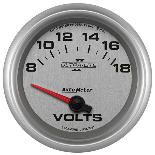 Autometer 2-5/8 U/L II Voltmeter Gauge 8-18volts MPN ATM7791