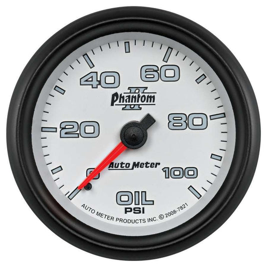 Autometer 2-5/8 Phantom II Oil Pressure Gauge 0-100psi MPN ATM7821