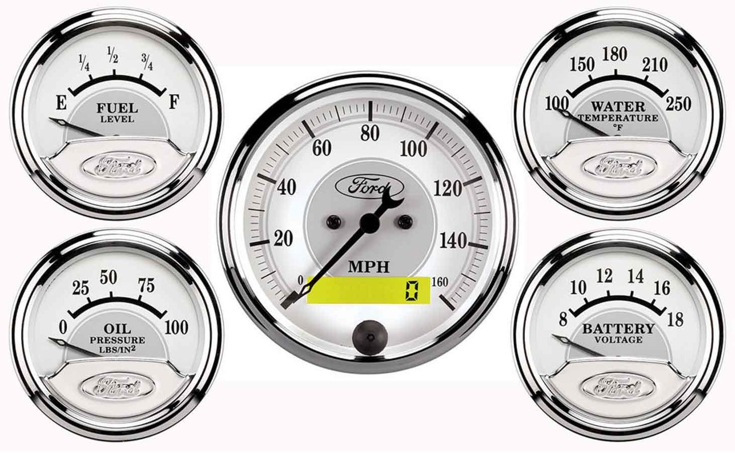 Autometer Ford Racing 5 Gauge Kit - White Face MPN ATM880087 For Ford