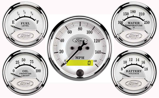 Autometer Ford Racing 5 Gauge Kit - White Face MPN ATM880087 For Ford