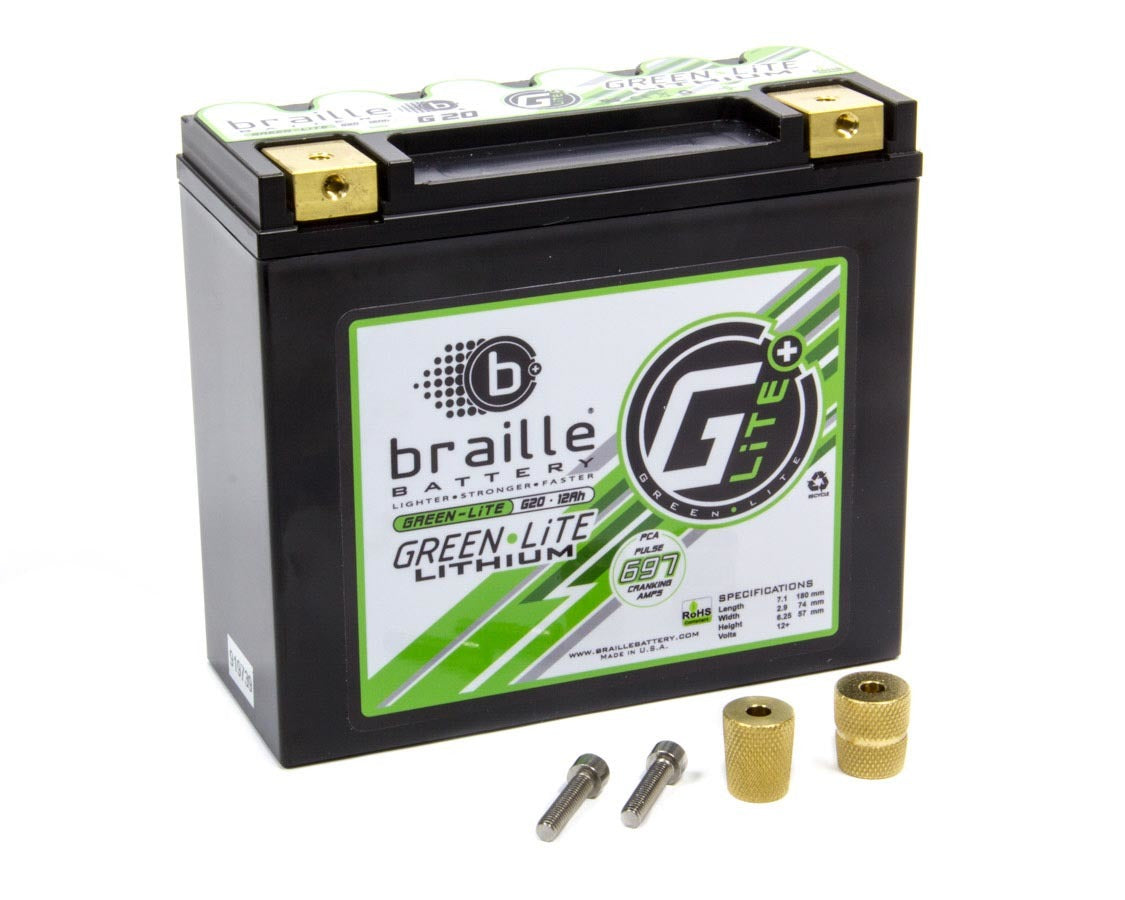 Braille Auto Battery   Lithium 12 Volt Battery Green Lite 697 Amps  BRBG20