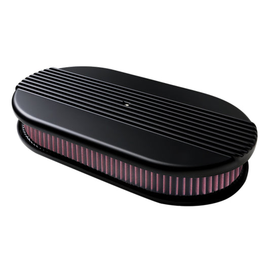 Billet Specialties   Air Cleaner Dual Quad Ribbed Black  BSPBLK15650