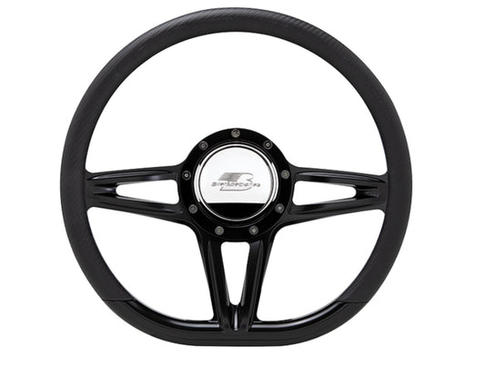 Billet Specialties   Steering Wheel 14in D-Shape Victory Black  BSPBLK29441