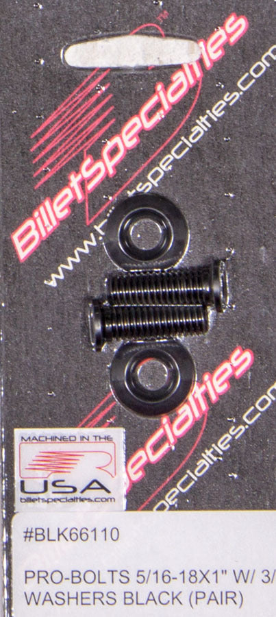 Billet Specialties 5/16-18 X 1in SS Bolts Black Pair MPN BSPBLK66110