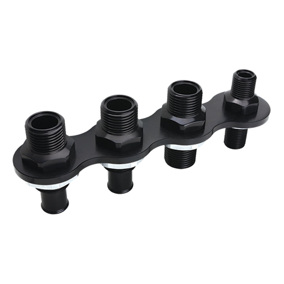 Billet Specialties A/C & Heat Bulkhead Inli ne Push On 4-Port Black MPN BSPBLK66935