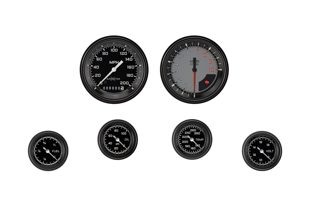Classic Instruments Autocross Grey 6 Gauge Set 2-1/8 Full Sweep MPN CLAAX101GBLF