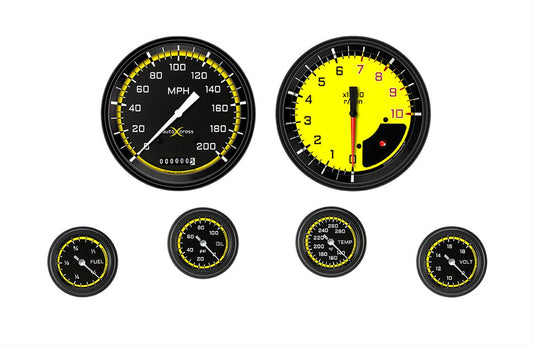 Classic Instruments Autocross Yellow 6 Gauge Set 2-1/8 Full Sweep MPN CLAAX151YBLF
