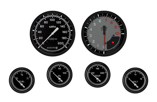 Classic Instruments Autocross Grey 6 Gauge Set 2-5/8 Short Sweep MPN CLAAX251GBLF