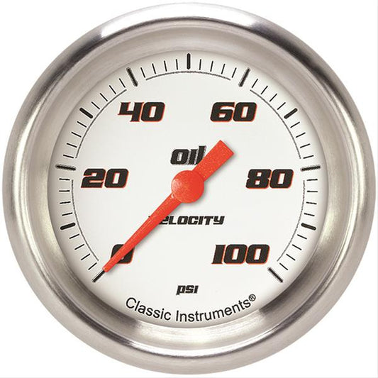 Classic Instruments Velocity White Oil Press ure 2-5/8 Full Sweep MPN CLAVS381WAPF