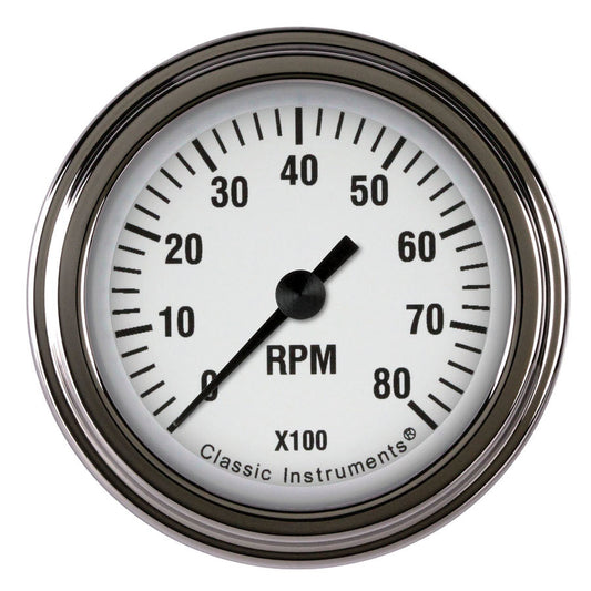 Classic Instruments   White Hot Tachometer 2-1/8 Full Sweep  CLAWH183SLF