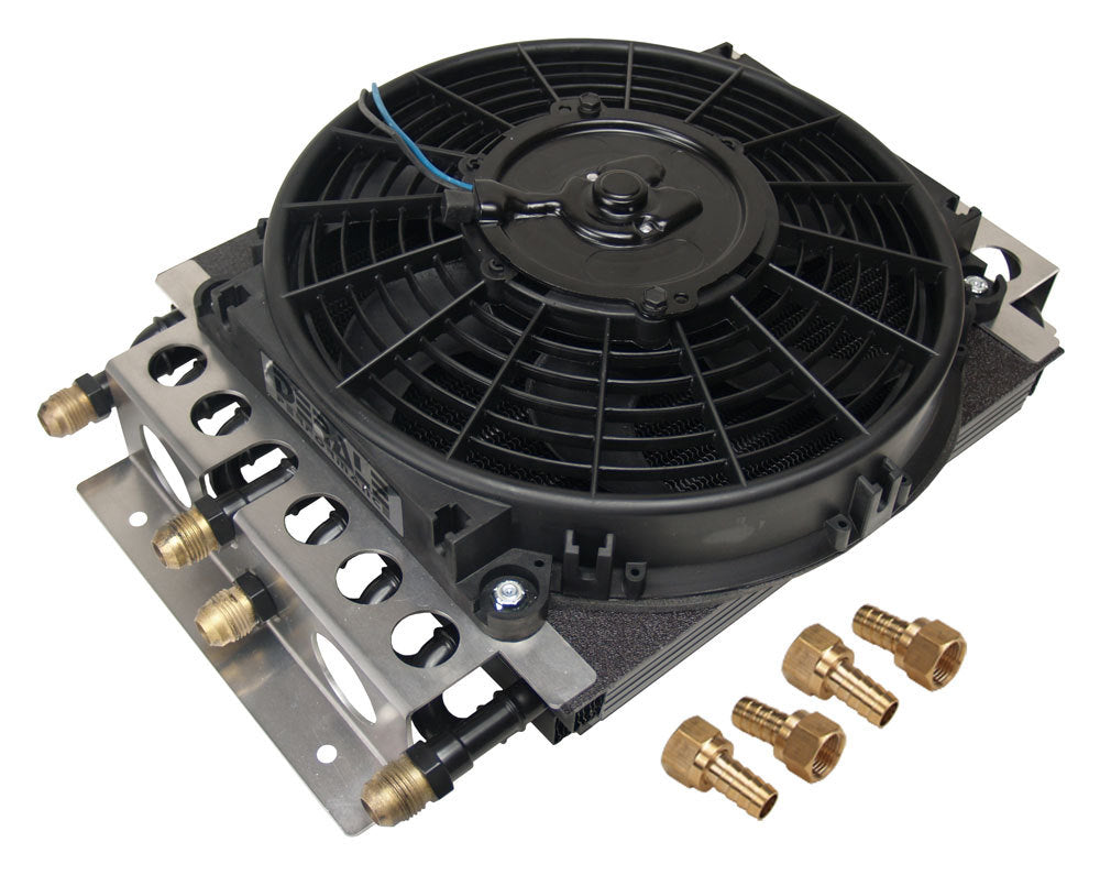 Derale Dual Circuit Oil Cooler w/Fan 8an 8 & 8 Pass MPN DER15200 For Universal use