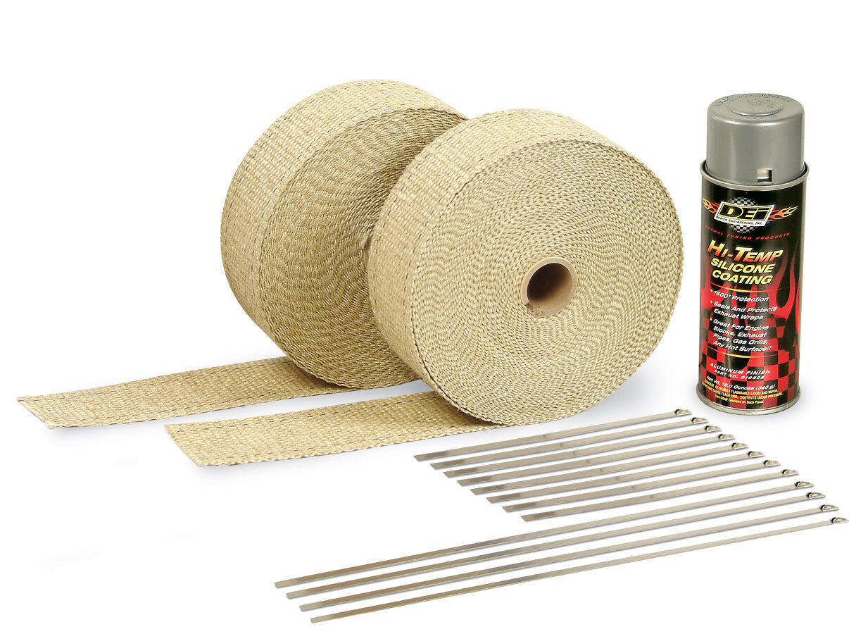 Design Engineering 2in Exhaust Wrap Kit Tan w/Aluminum Silicone Coat MPN DSN10112