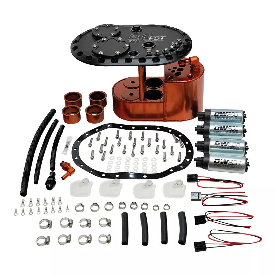Deatschwerks 2.0L Staged Fuel Cell Su rge Tank with 4 DW200 Fu MPN DWK6-201-20FST