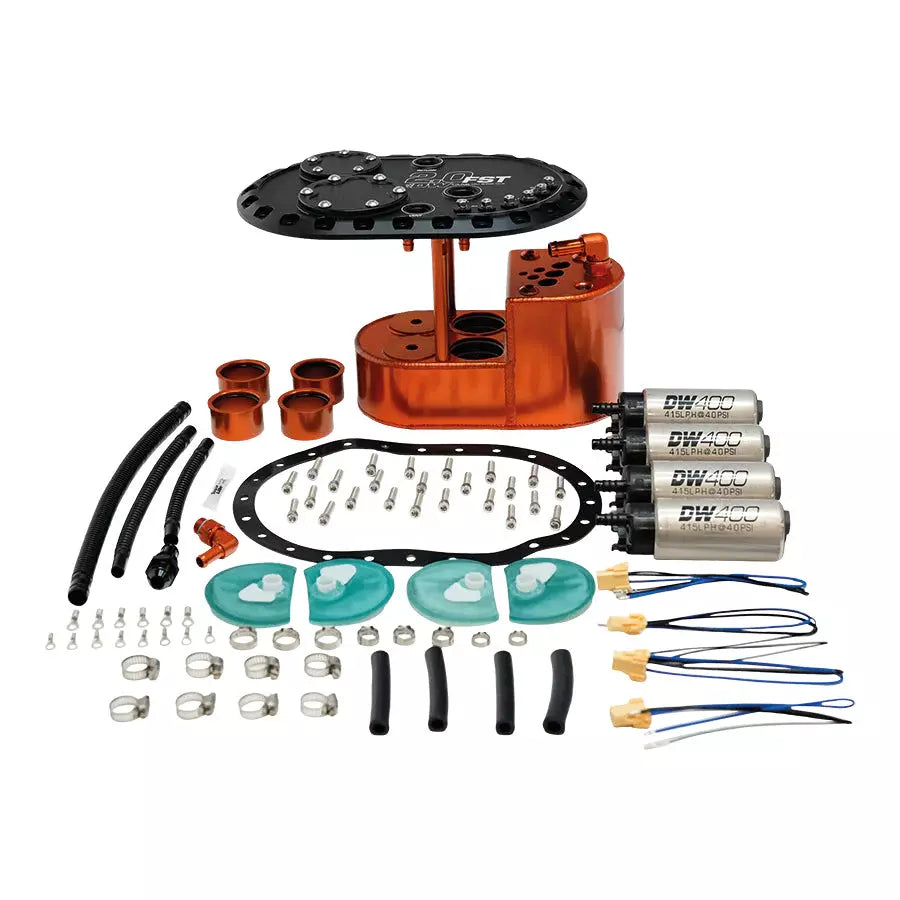 Deatschwerks 2.0L Staged Fuel Cell Su rge Tank with 4 DW400 Fu MPN DWK6-401-20FST