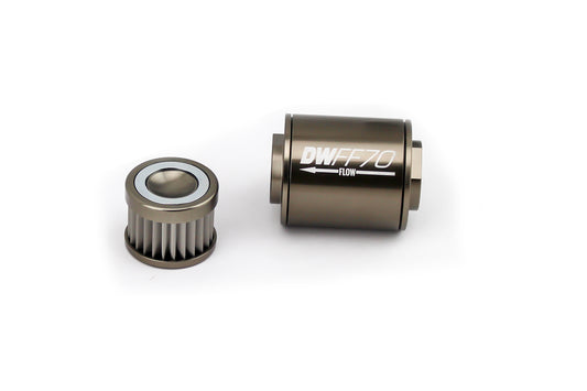 Deatschwerks Fuel Filter 8an Female ORB Ports 70mm Length MPN DWK8-03-070-100K