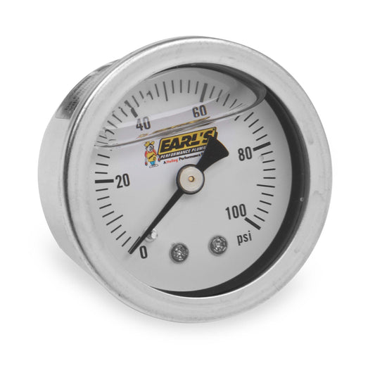 Earls Pressure Gauge 100psi Liquid Filled MPN EAR100187ERL