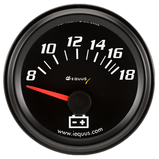 Equus   2.0 Dia Voltmeter Gauge Black 8-18 Volts  EQUE6268