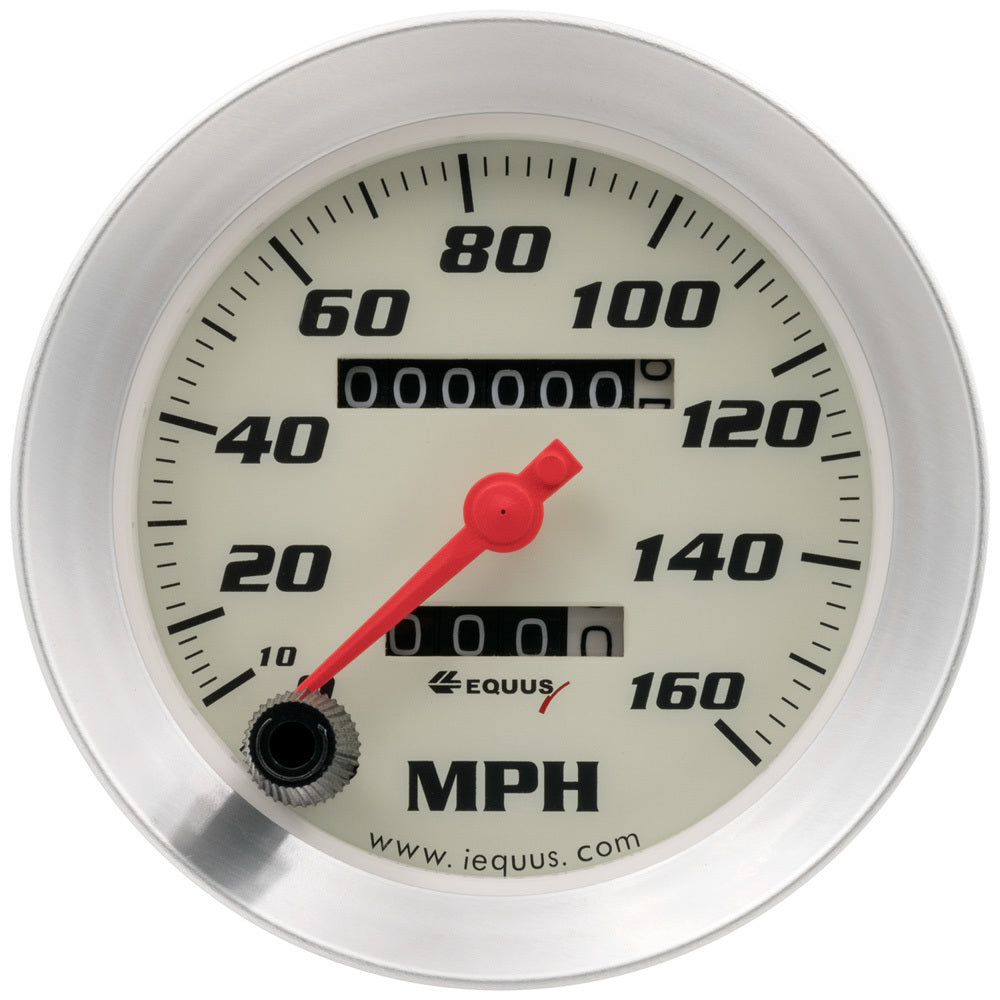 Equus 3-3/8 Dia Speedometer 0-160 MPH Silver MPN EQUE8076
