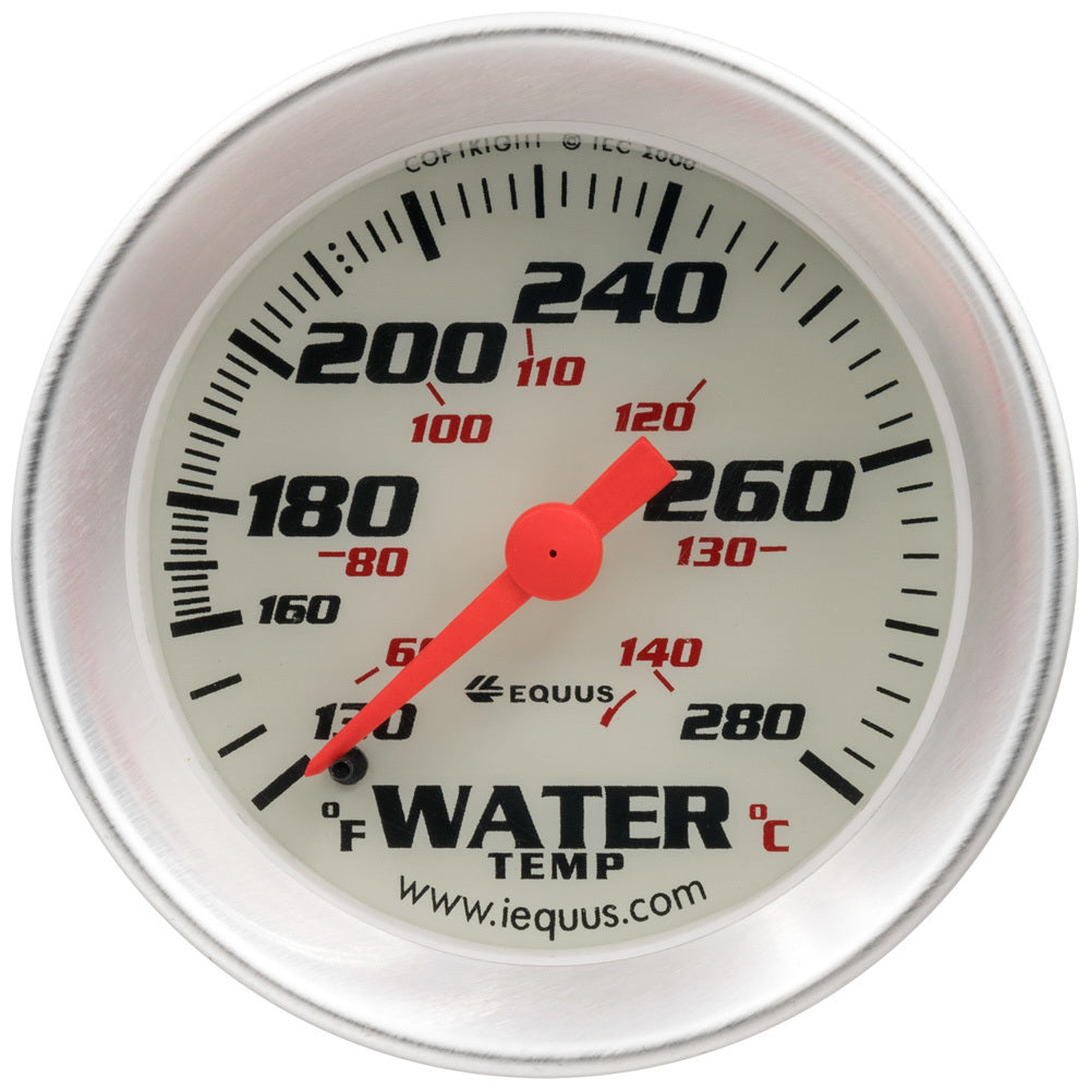 Equus 2.0 Dia Water Temp Gauge Silver 130-280 MPN EQUE8242