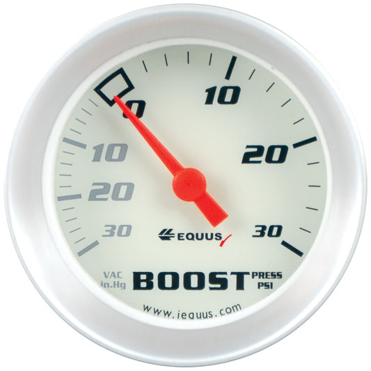 Equus   2.0 Dia Vacuum/Boost Gauge Silver 30 HG/30 PS  EQUE8257