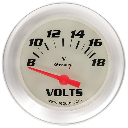 Equus 2-5/8 Dia Voltmeter Gauge Silver 8-18 Volts MPN EQUE8468