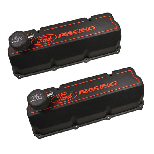 Ford 351C Aluminum Valve Cover Set - Black Finish MPN FRDM6582-Z351B For Ford Cleveland