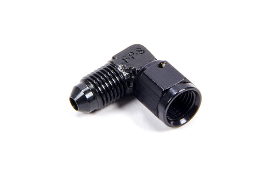 Fragola #4 Female Swivel to Male 90 Degree Fitting Black MPN FRG498102-BL