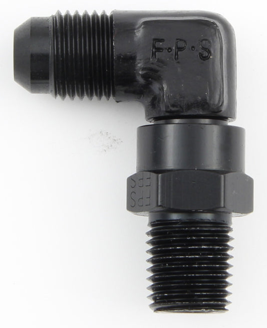Fragola #8 x 3/8 MPT 90 Deg Swivel Adapter Black MPN FRG499108-BL