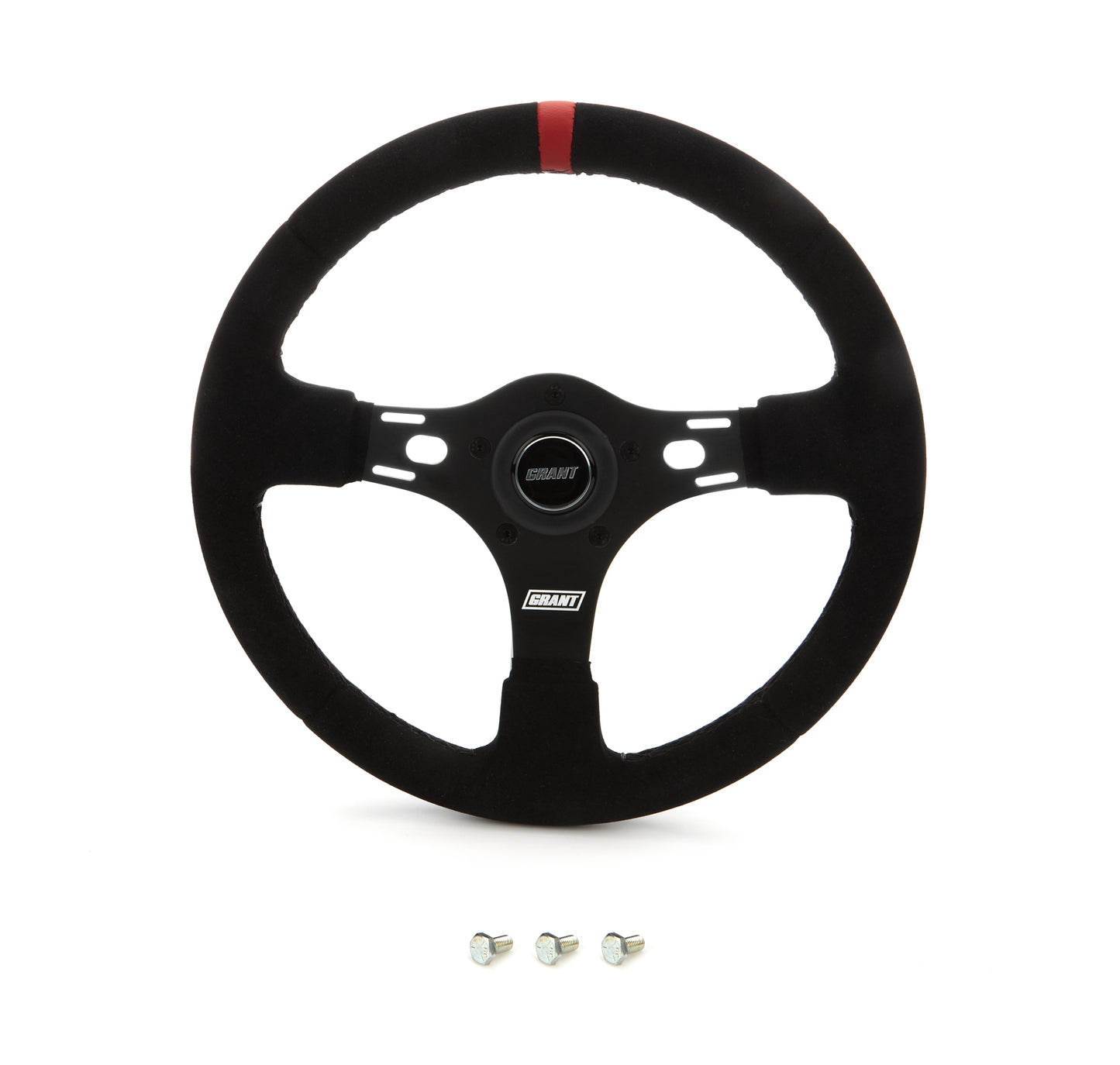 Grant   13in Red Stripe Race Steering Wheel Suede  GRT1081