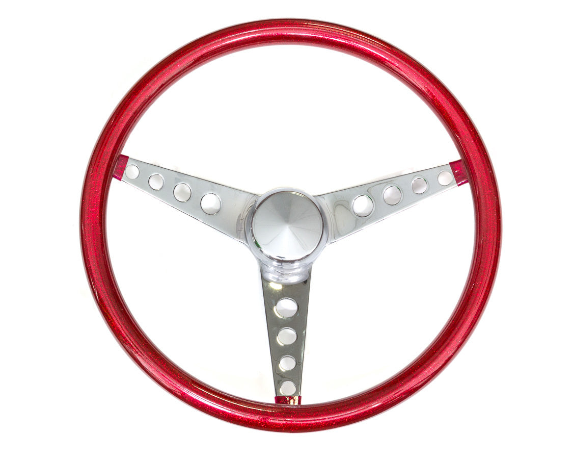 Grant   Steering Wheel Mtl Flake Red/Spoke Chrm 15  GRT8465