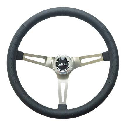 Gt Performance   Steering Wheel Retro Leather Stainless Spokes  GTP36-5445