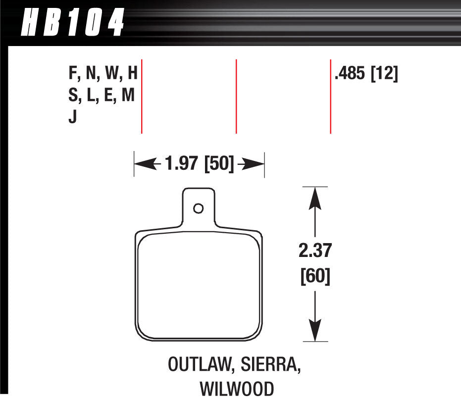 Hawk Brake Brake Pad Set-Race DR97 Wilwood Dynalite Single MPN HAWHB104J485