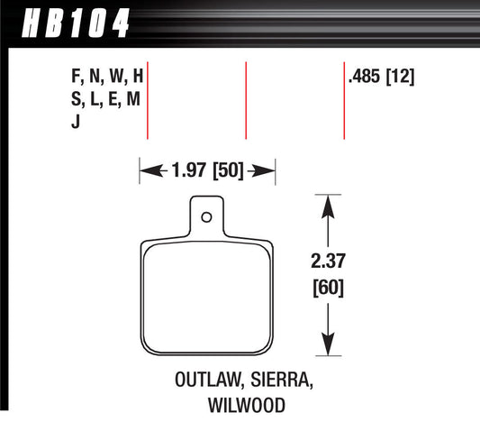 Hawk Brake DL Single/1000-Black MPN HAWHB104M485