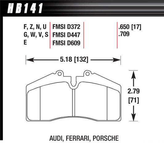 Hawk Brake   BRAKE PAD 96-98 PORSCHE FRONT AND REAR DTC-60  HAWHB141G650